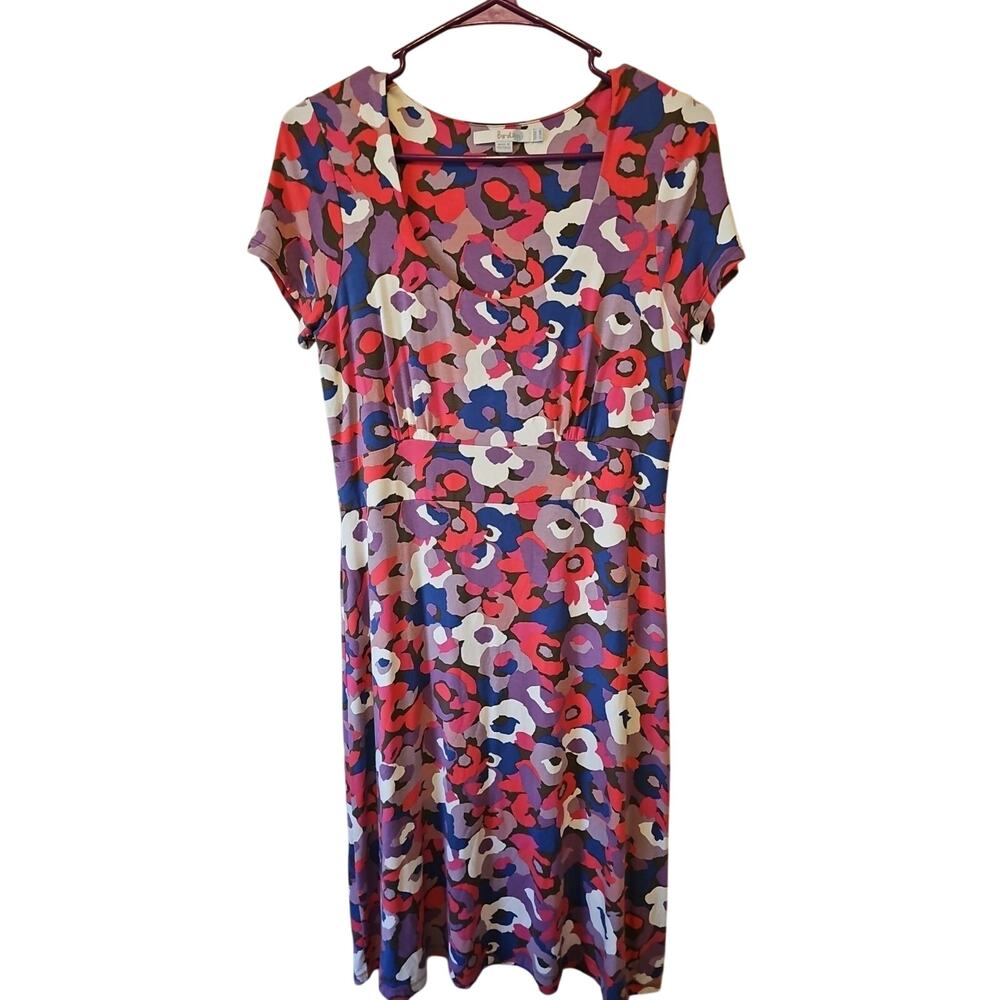 Boden Floral Short-Sleeve Dress Size 10 R Multi-Color